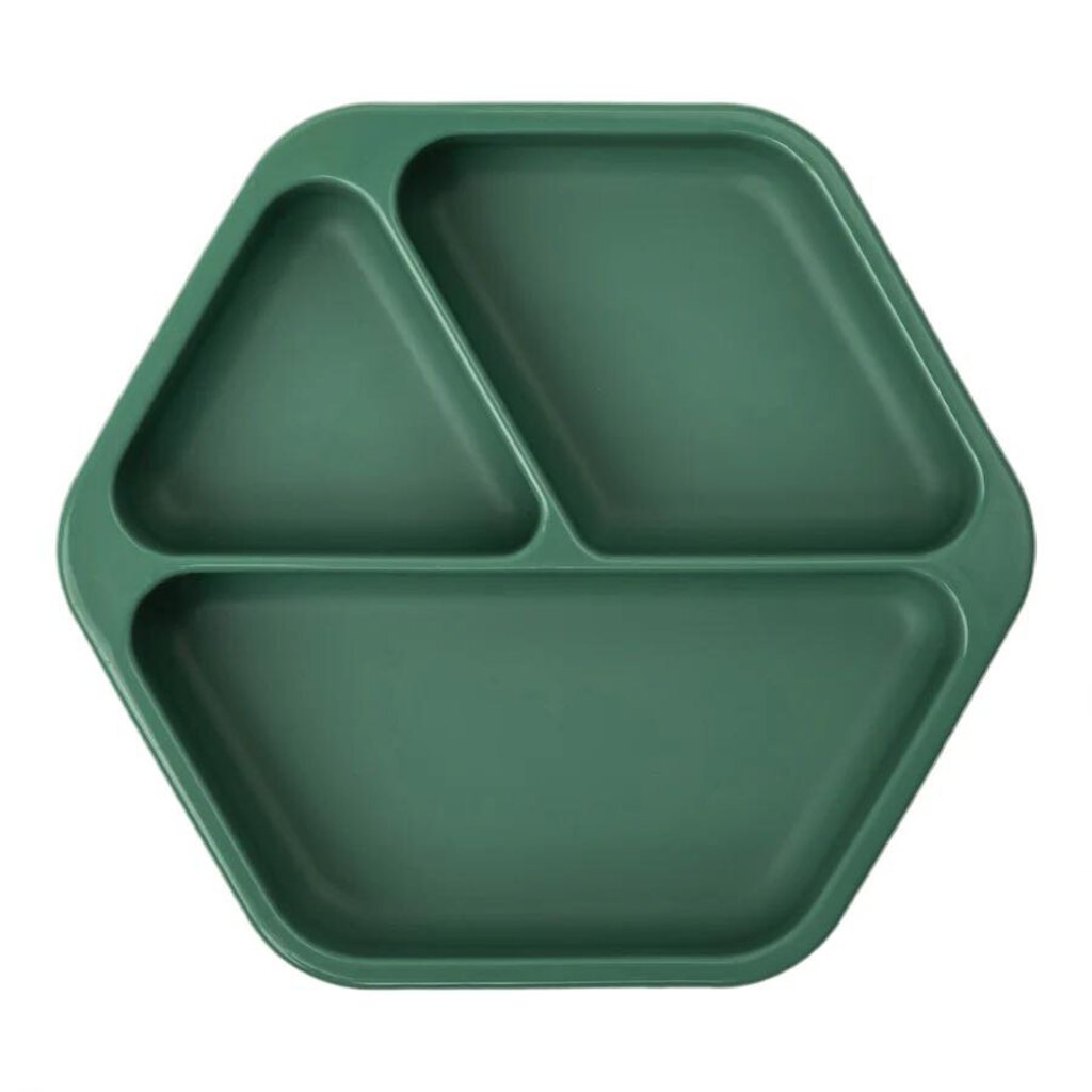 Assiette en silicone 3 compartiments OLIVE GREEN