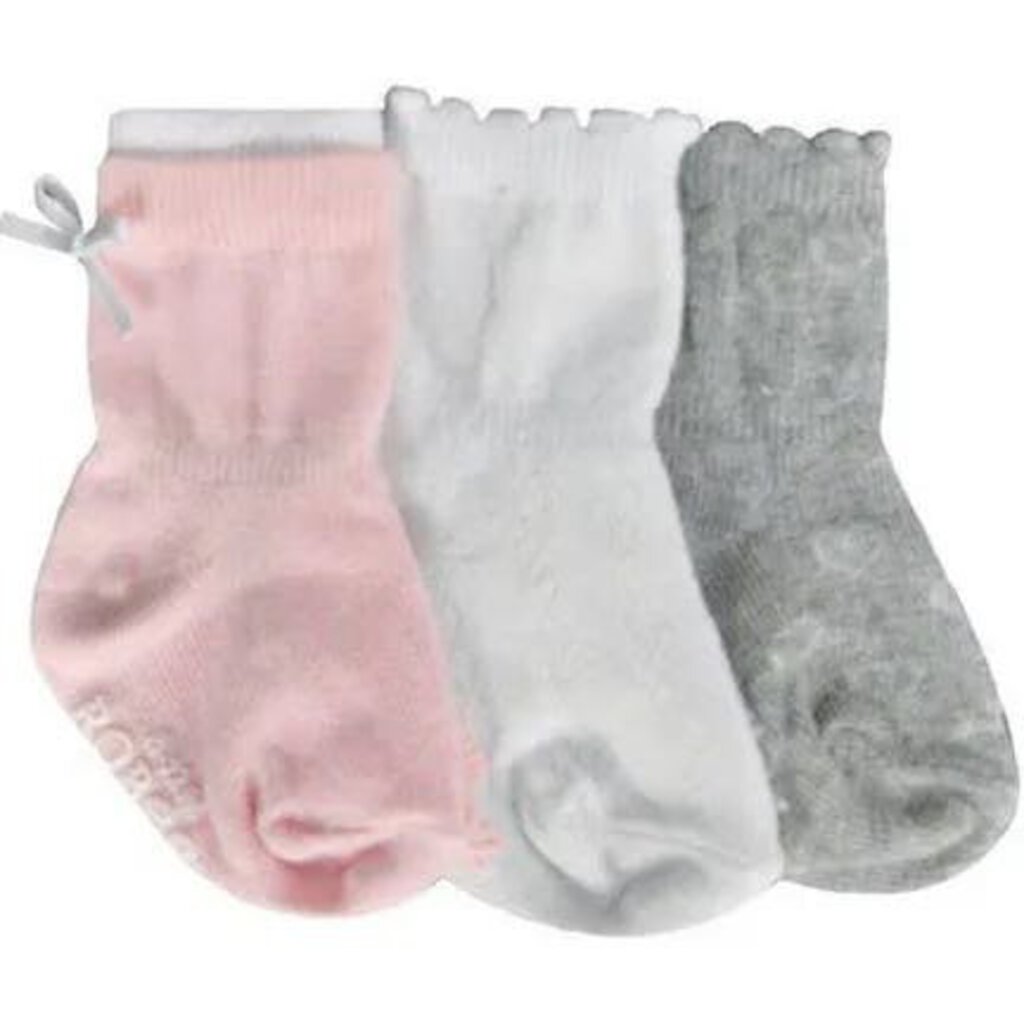 3 paires de chaussettes ROSE GRIS BLANC 0-6 mois