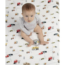 Charger l&#39;image dans la galerie, Drap contour pour lit de bébé / basinette - HAPPY TRUCKS - CAMIONS
