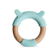 Charger l&#39;image dans la galerie, Silicone &amp; wood rattle ring - Anneau de dentition en silicone et bois - OURS petites oreilles
